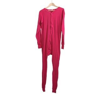 Vintage Indera Mens red long johns one piece pajama base layer Large Tall cotton